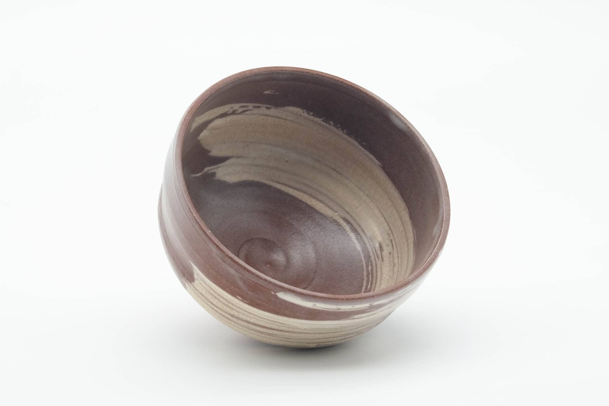 Japanese Matcha Bowl - Magenta Grey White Hakeme Chawan - 400ml