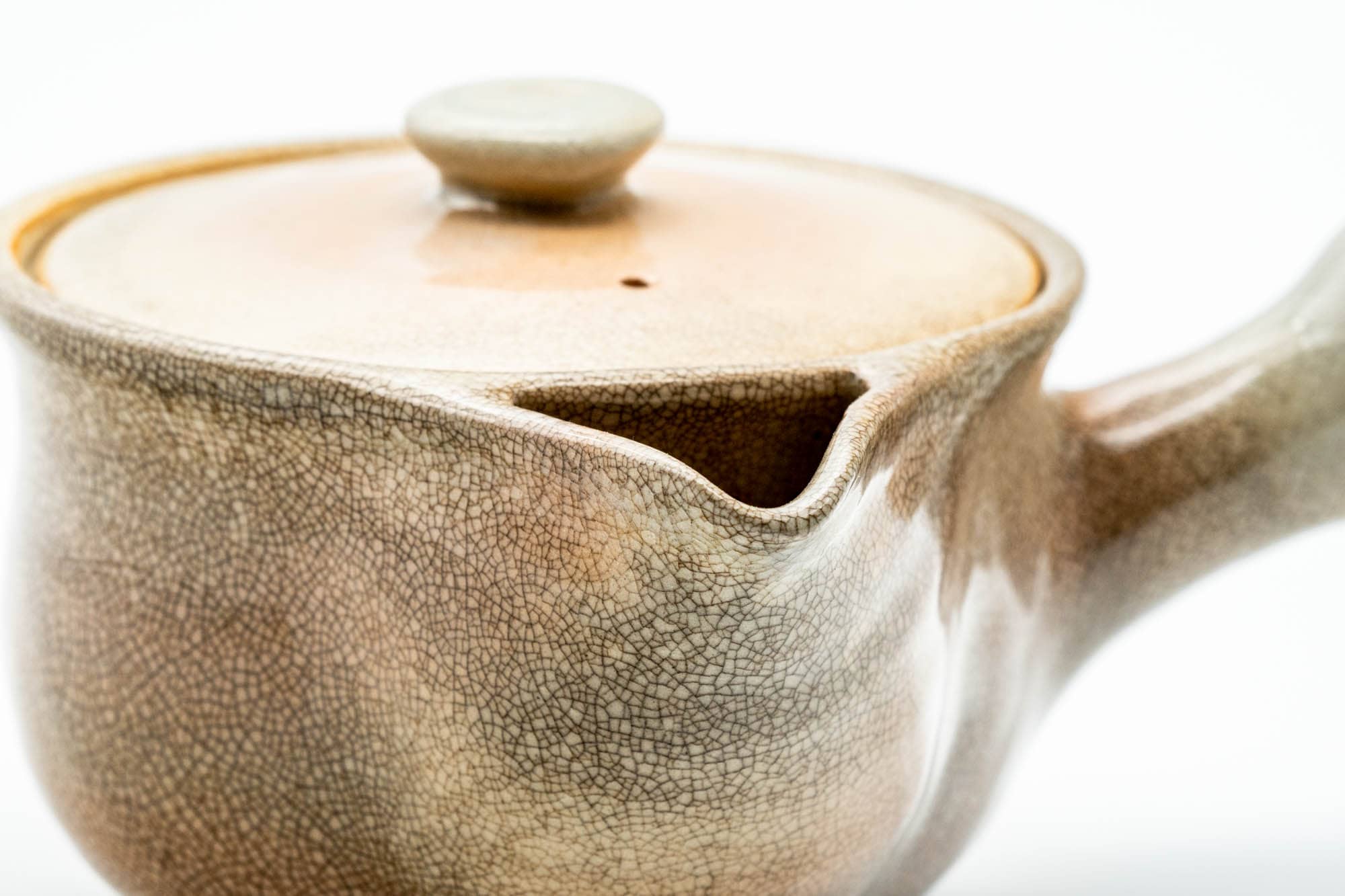 Japanese Kyusu - Weathered Beige Glazed Hagi-yaki Ceramic Filter Teapot - 240ml