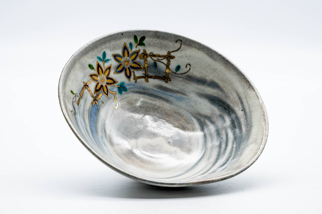 Japanese Matcha Bowl - Floral Brush Glazed Summer Chawan - 100ml