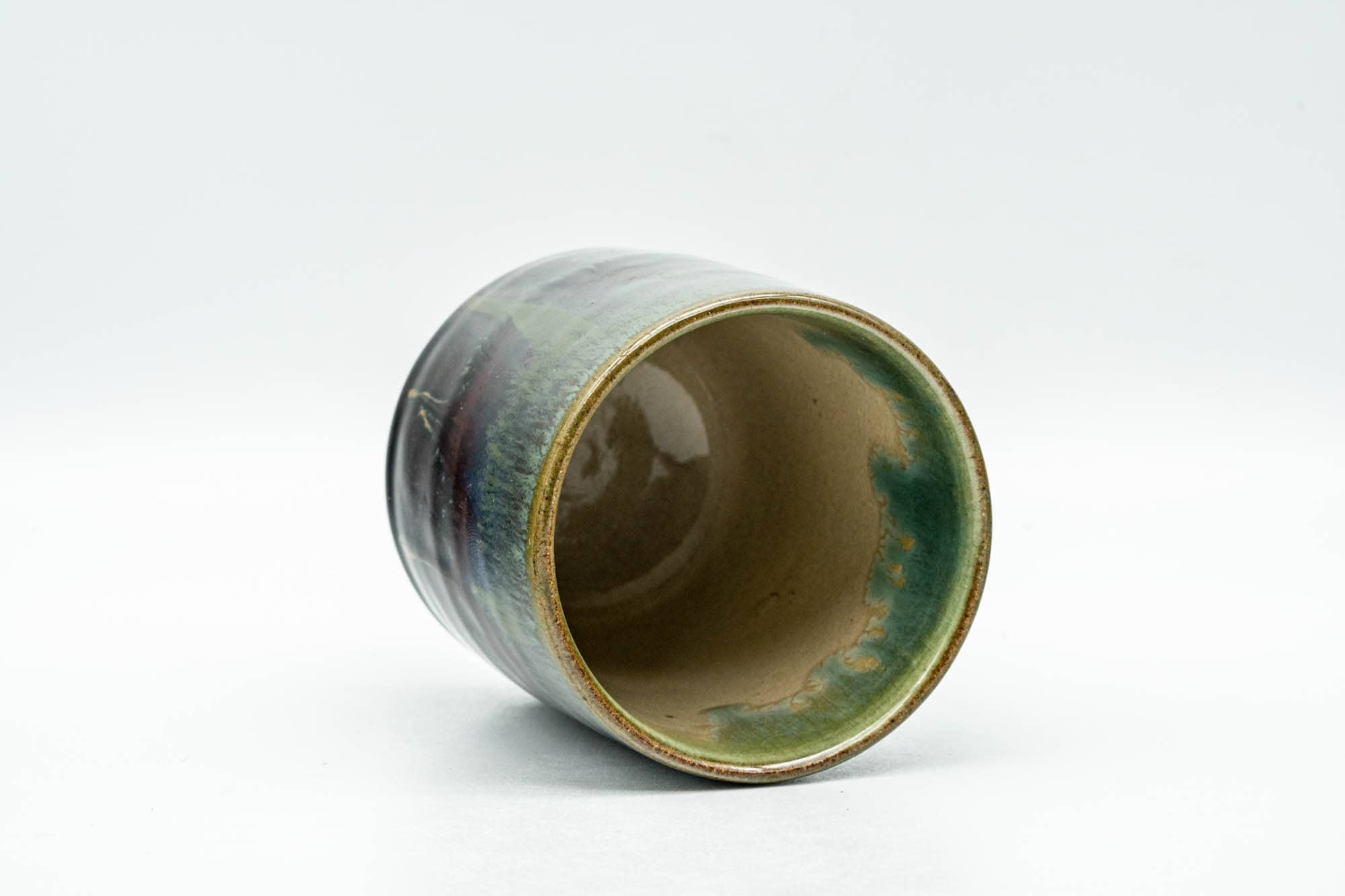 Japanese Teacup - Black Green Drip-Glazed Yunomi - 150ml
