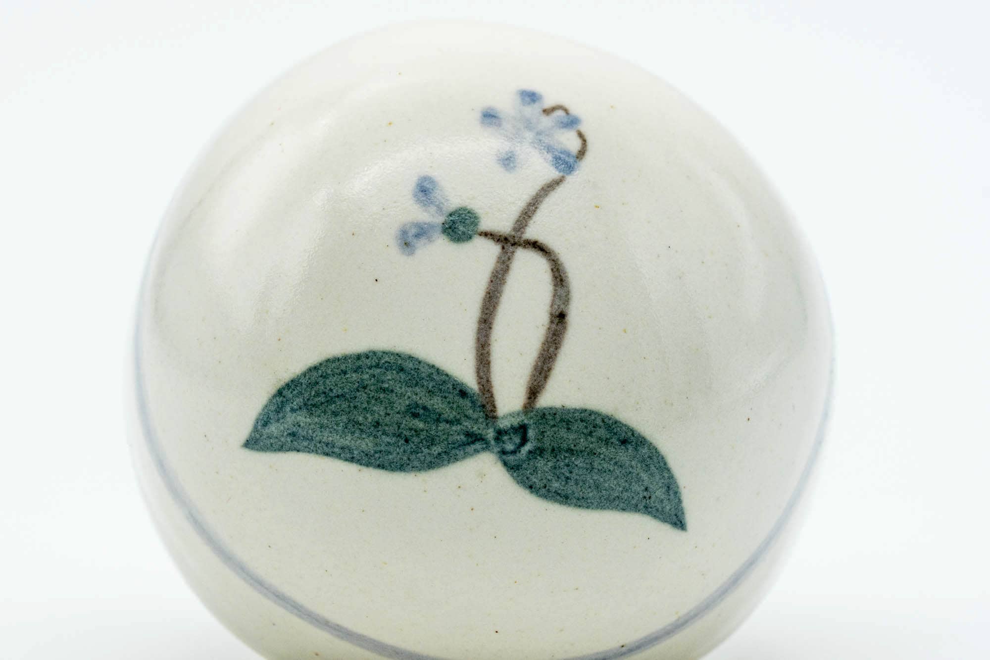 Japanese Kogo - Floral White Ceramic Incense Container