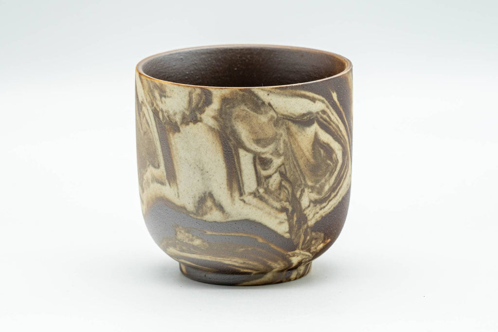 Japanese Teacup - Beige Brown Marbled Yunomi - 110ml