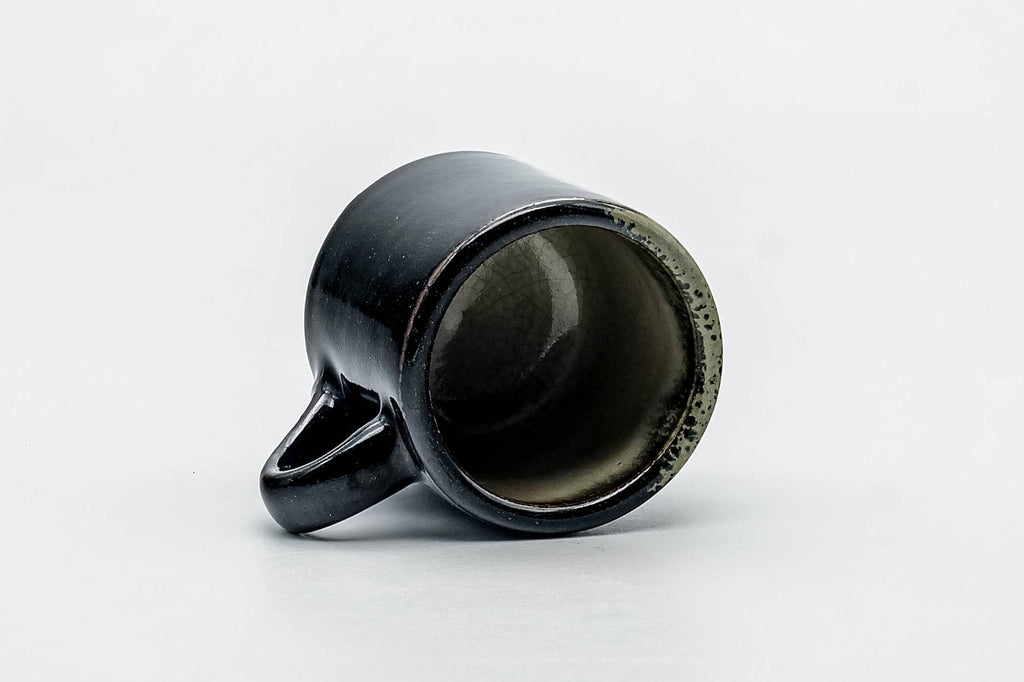 Japanese Teacup - Black Beige Drip-Glazed Ushirode Yunomi - 100ml