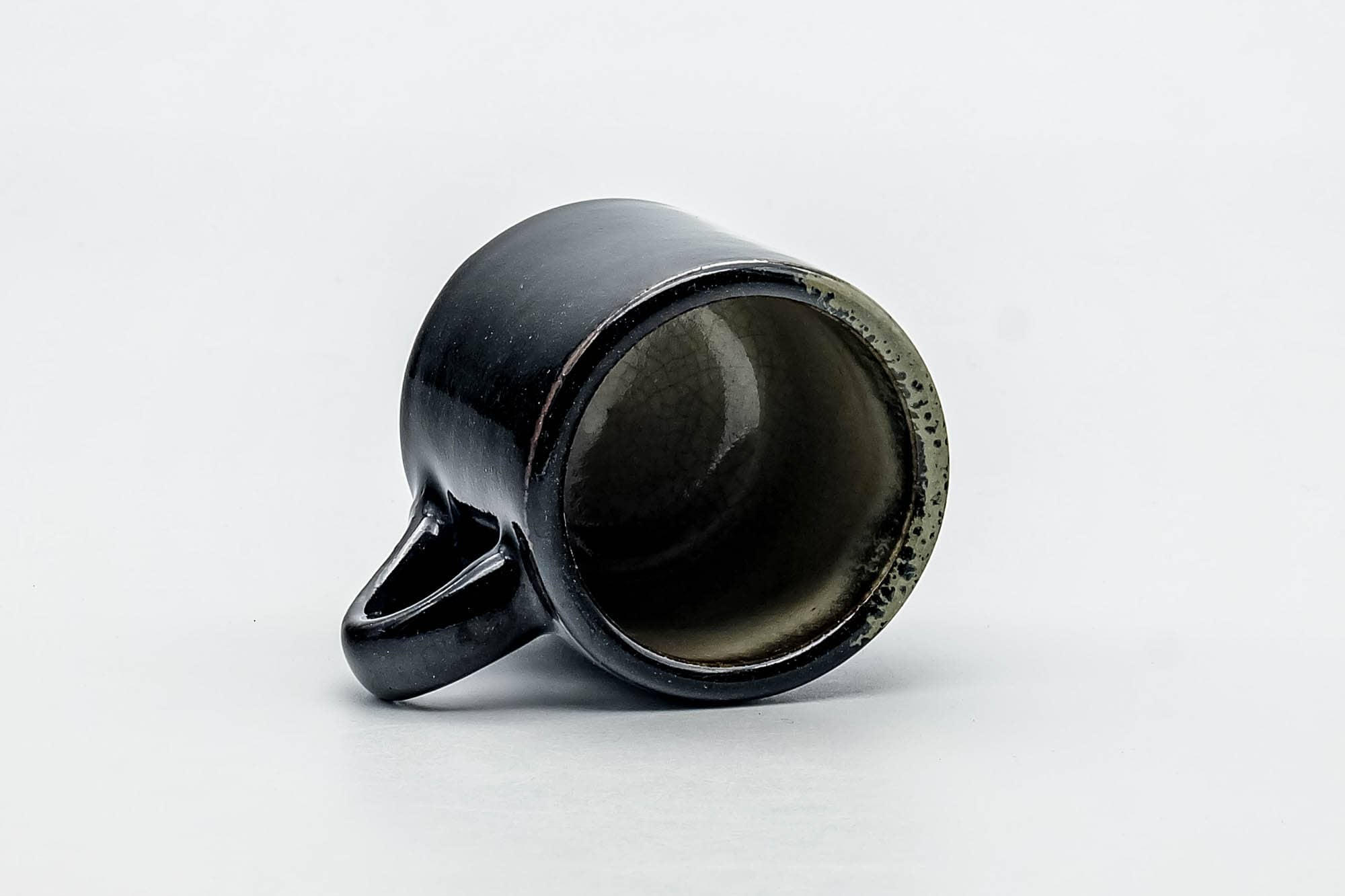 Japanese Teacup - Black Beige Drip-Glazed Ushirode Yunomi - 100ml