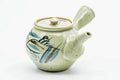 Japanese Kyusu - Abstract Sage Green Glazed Karatsu-yaki Ceramic Filter Teapot - 300ml