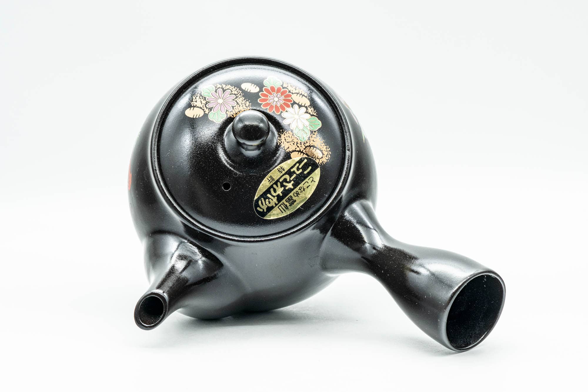Japanese Kyusu - Floral Black Kurodei Tokoname-yaki Teapot - 400ml