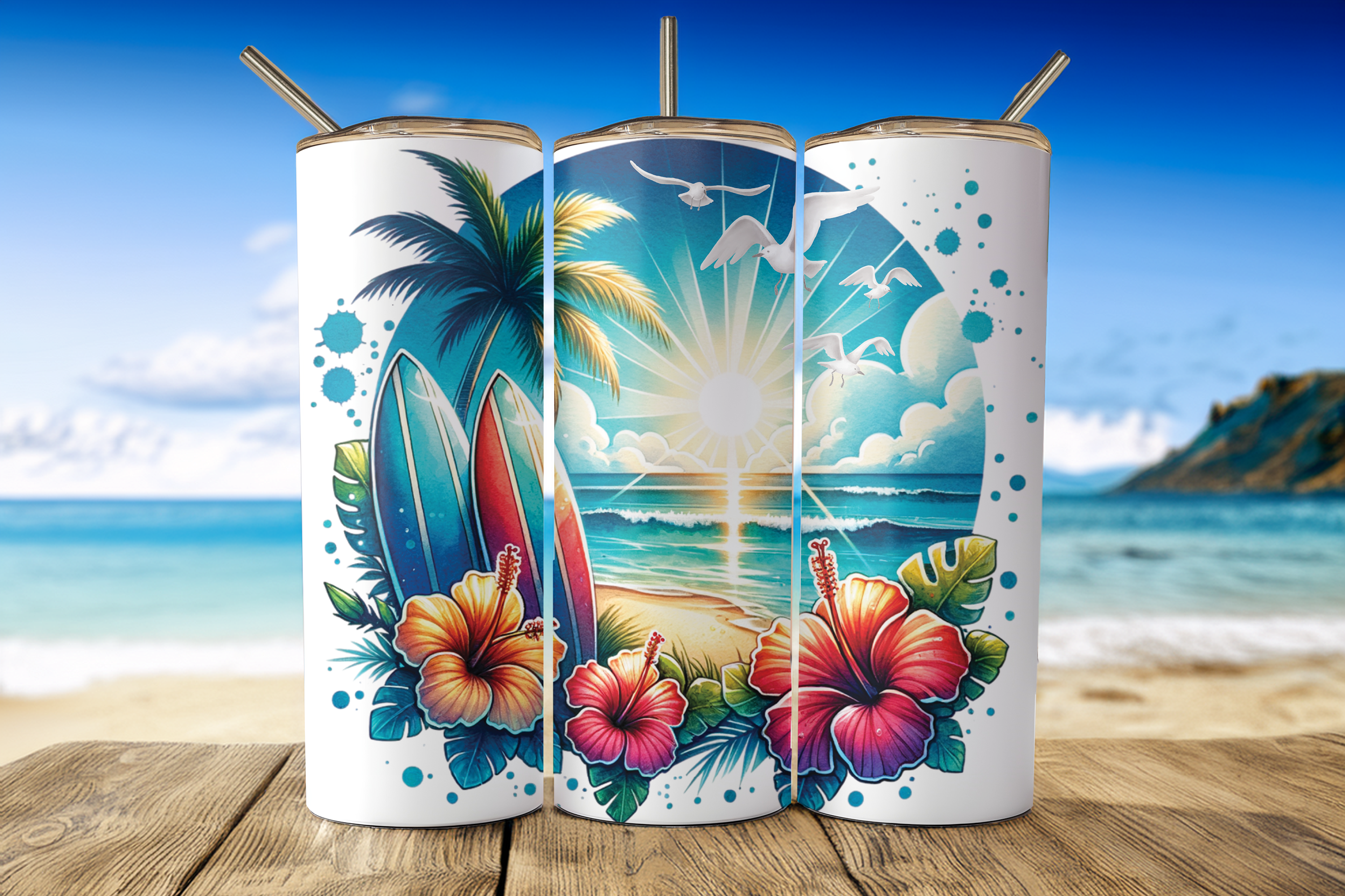 Digital Sublimation Designs - Summer Tumbler Wraps