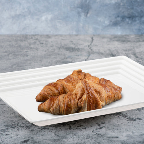 11" x 16" White Rectangular with Groove Rim Plastic Serving Trays