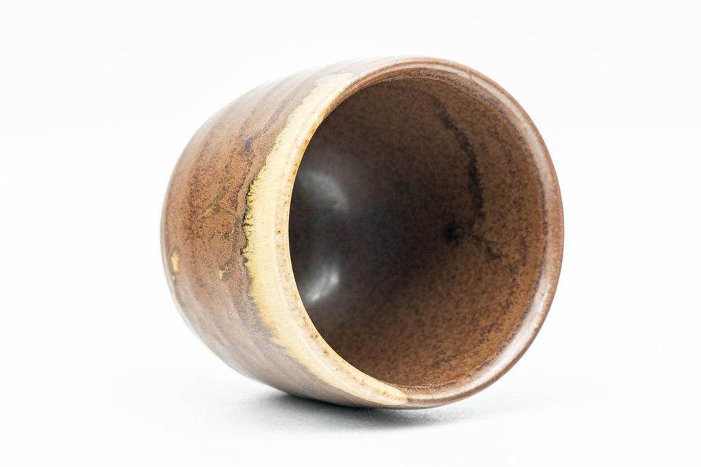 Japanese Teacup - Brown Beige Drip-Glazed Yunomi - 100ml
