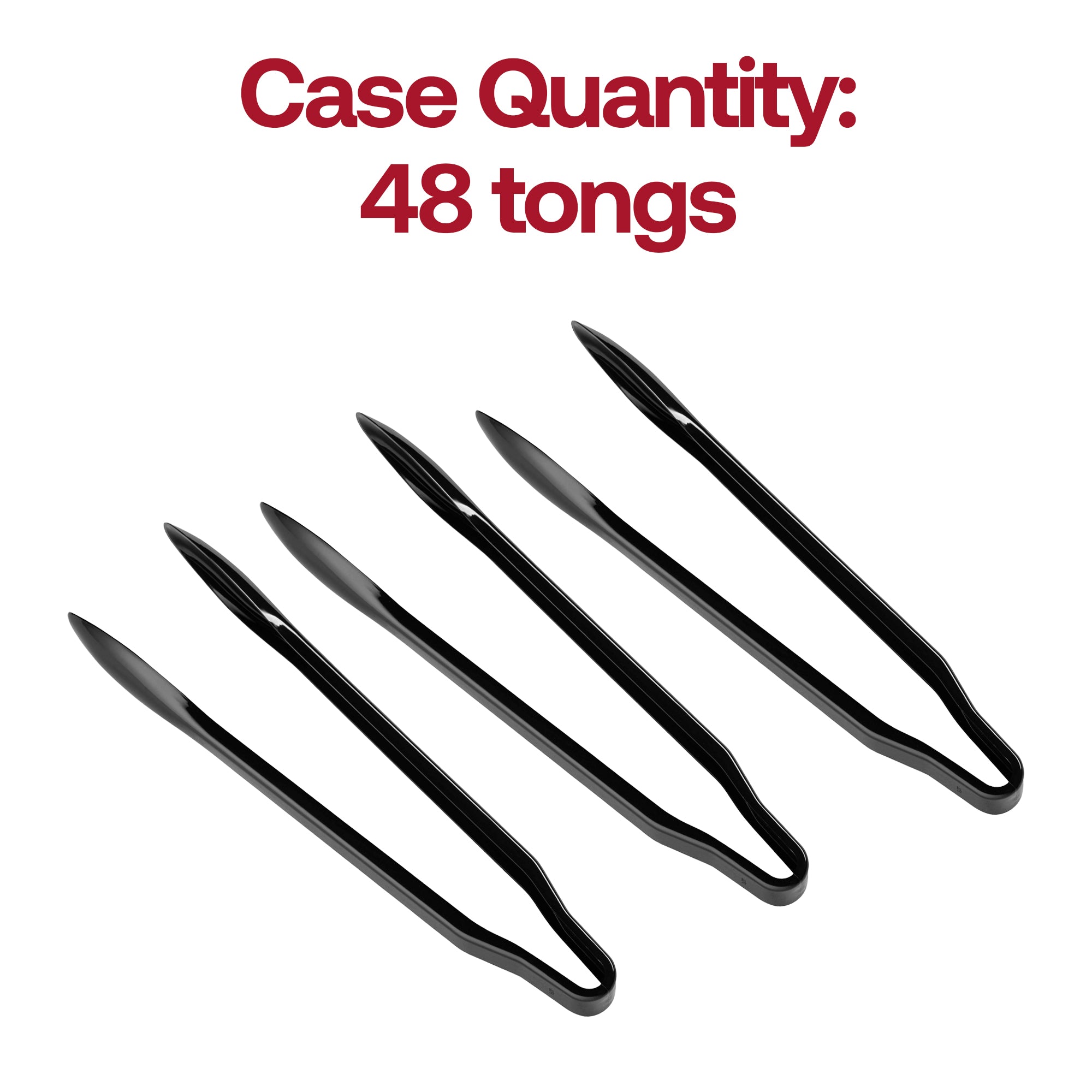 12" Black Disposable Plastic Serving Tongs