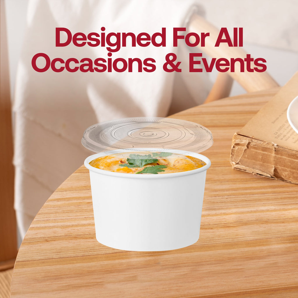 12 oz Squat Paper Soup Cups with Lids