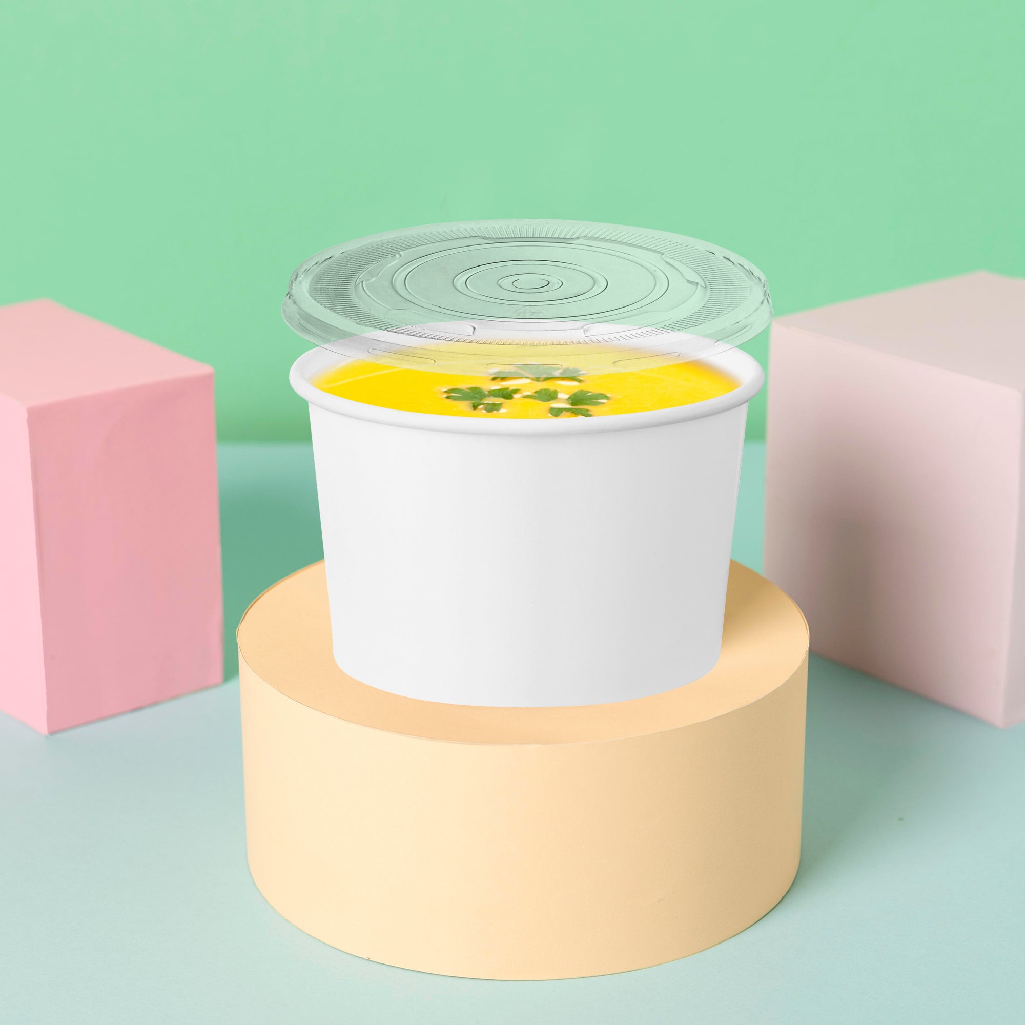 12 oz Squat Paper Soup Cups with Lids