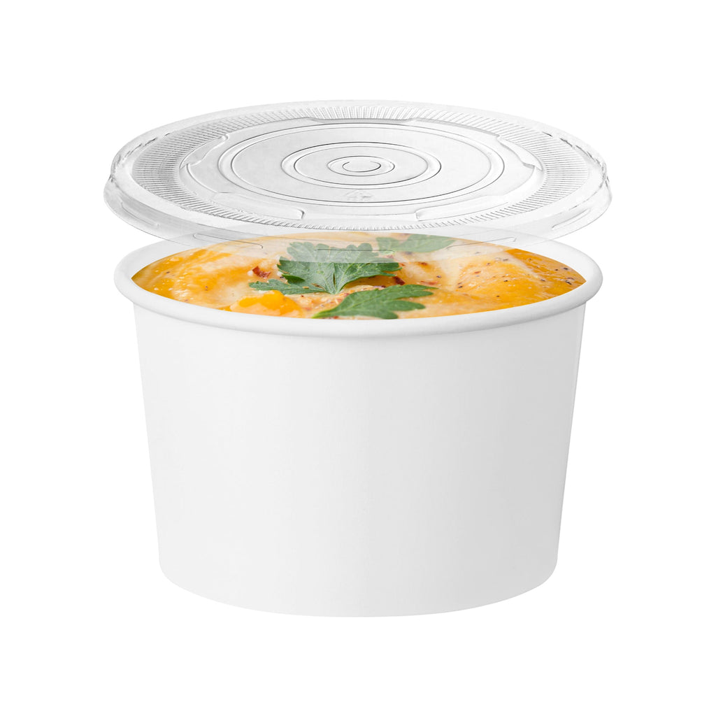 12 oz Squat Paper Soup Cups with Lids