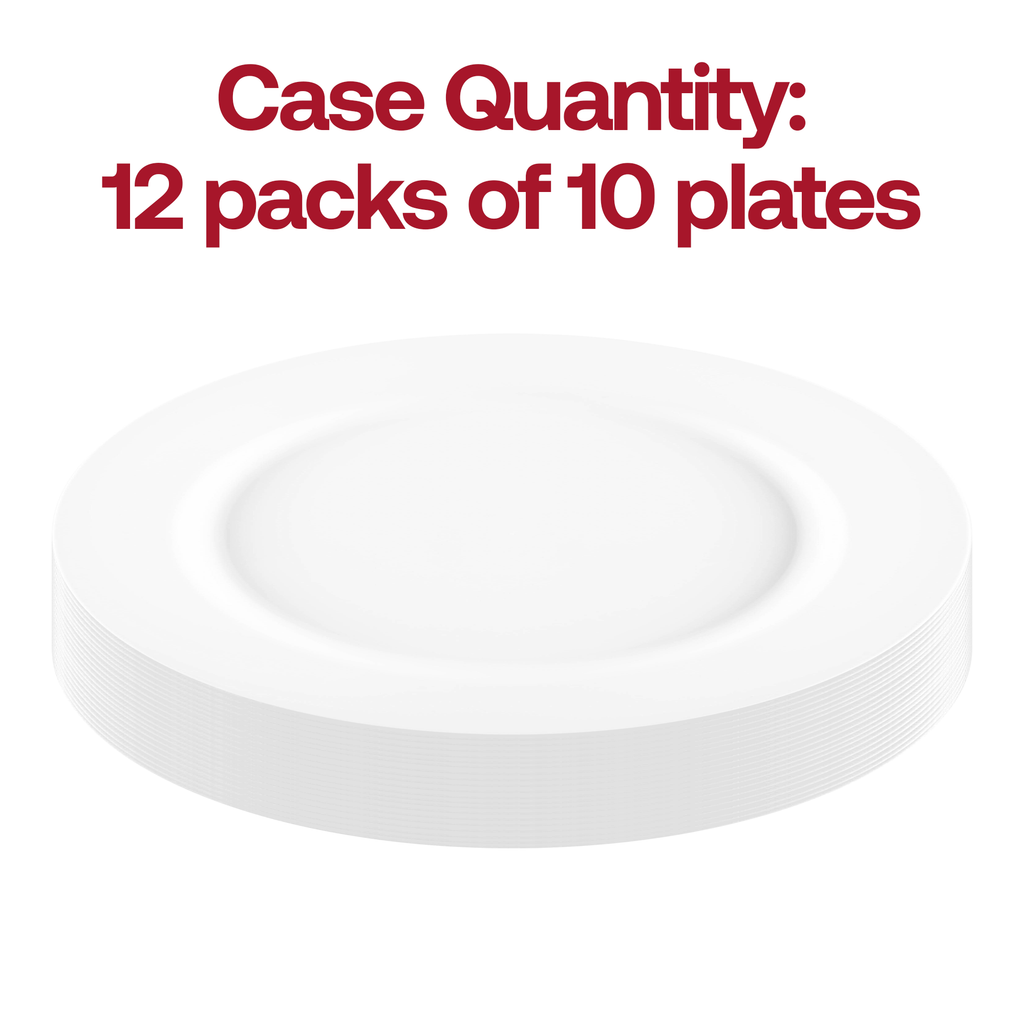 Matte Milk White Round Disposable Plastic Dinner Plates (10")