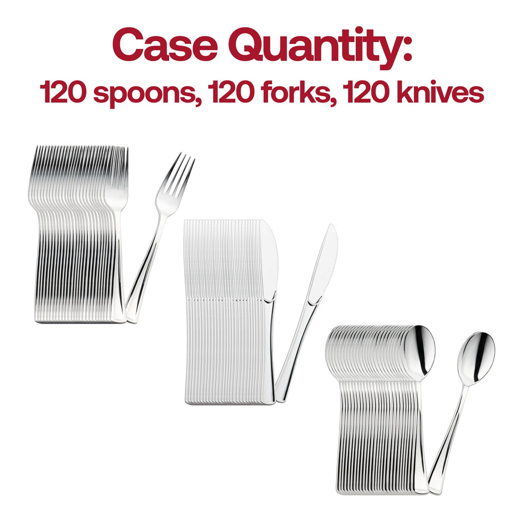 Shiny Metallic Silver Plastic Cutlery Combo Set