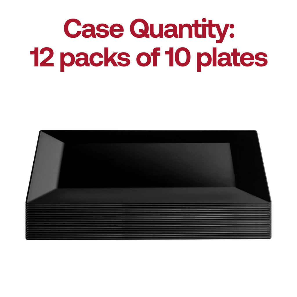 Black Rectangular Plastic Dessert Plates (5.5" x 8.5")