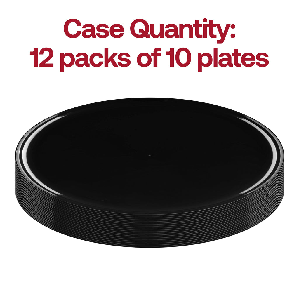 Black Flat Round Disposable Plastic Pastry Plates (6.25")