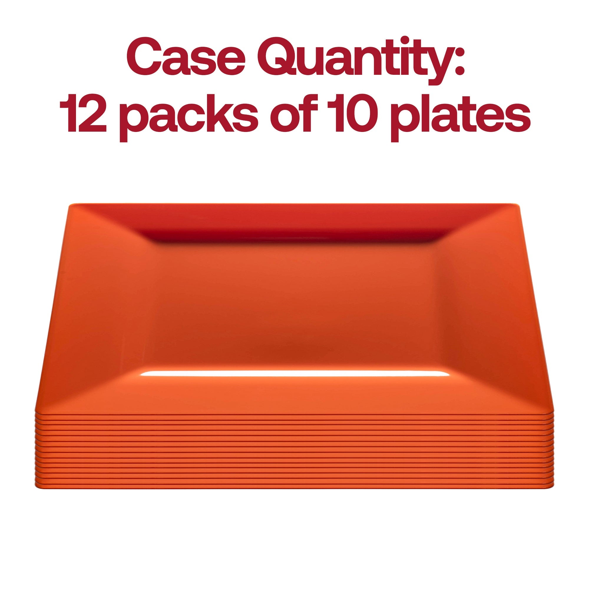 Burnt Orange Square Plastic Dinner Plates (9.5")