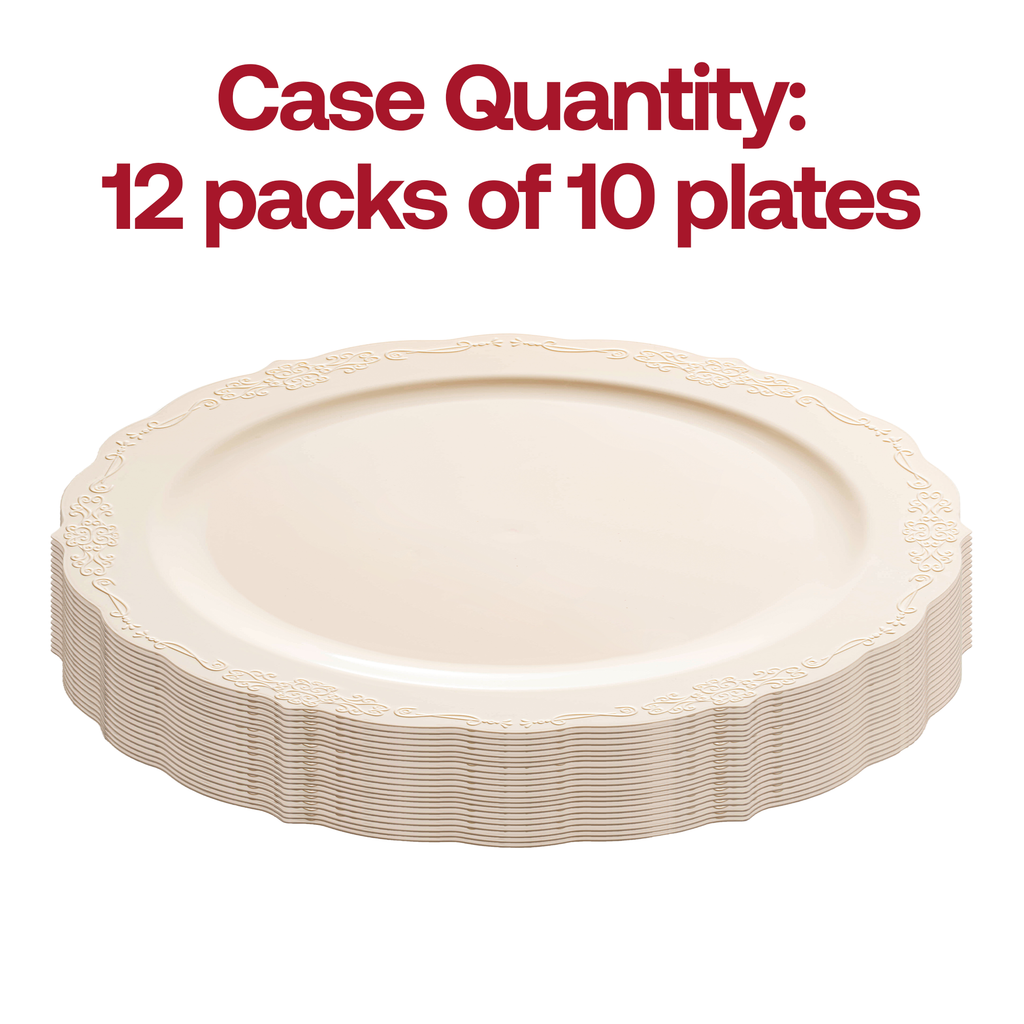 Ivory Vintage Round Disposable Plastic Appetizer/Salad Plates (7.5")