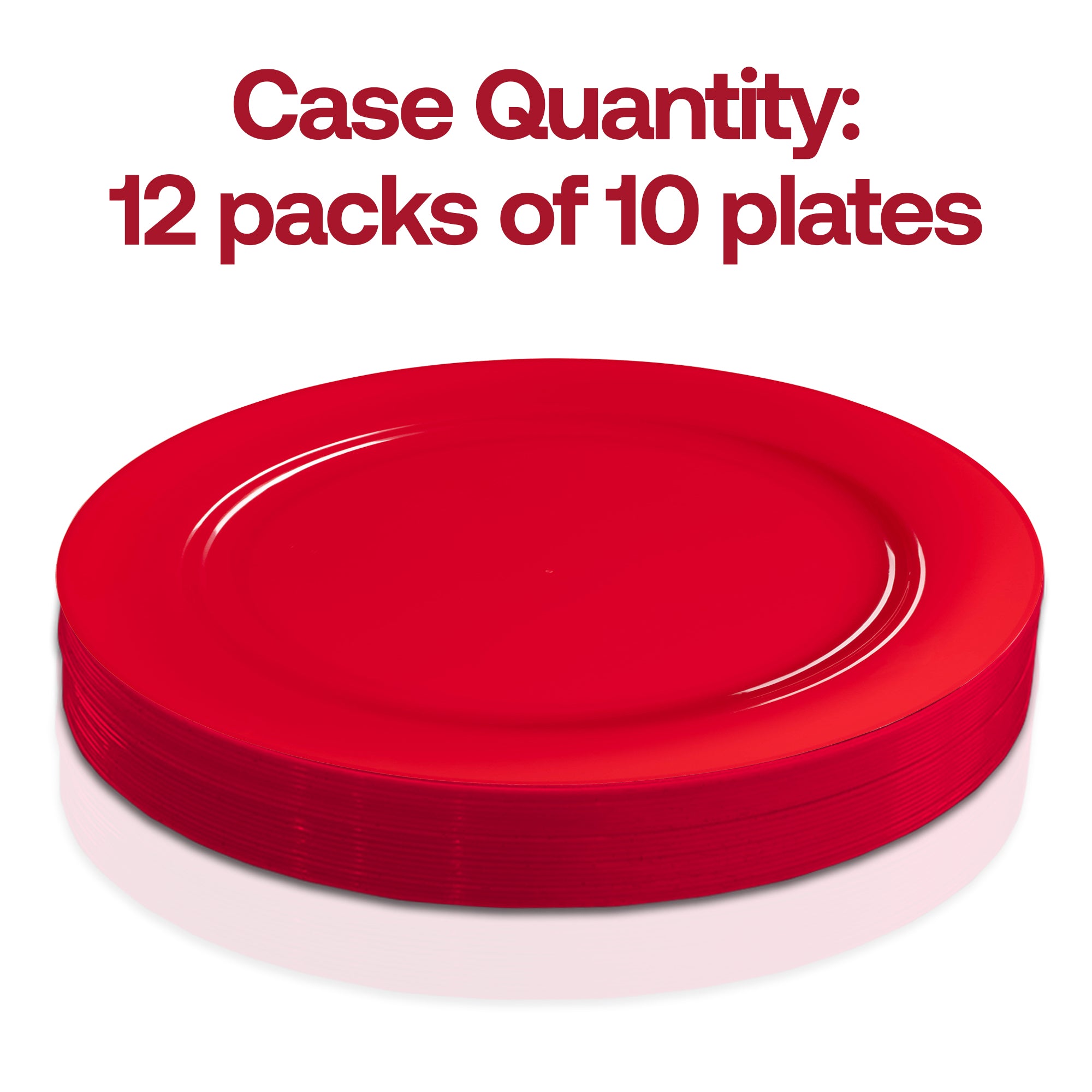 Solid Red Holiday Round Disposable Plastic Appetizer/Salad Plates (7.5")