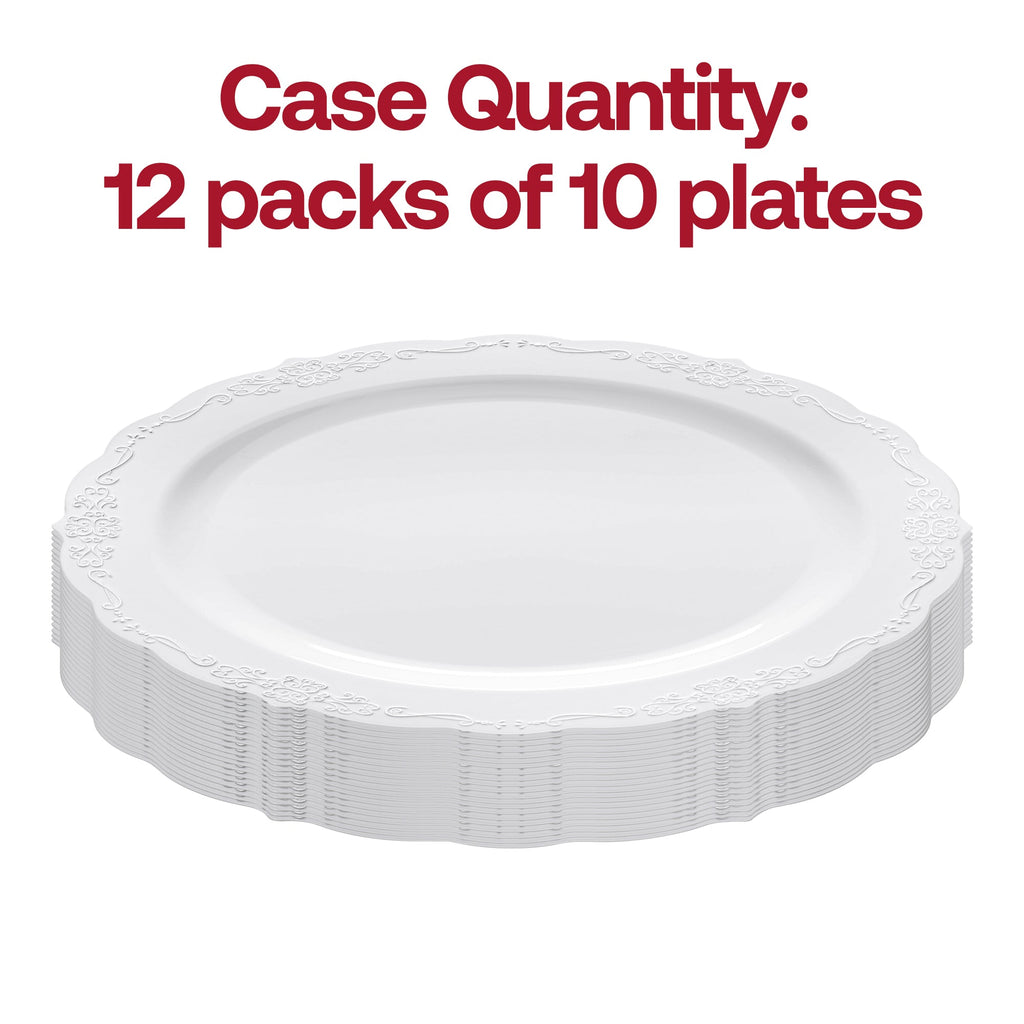 White Vintage Round Disposable Plastic Appetizer/Salad Plates (7.5")