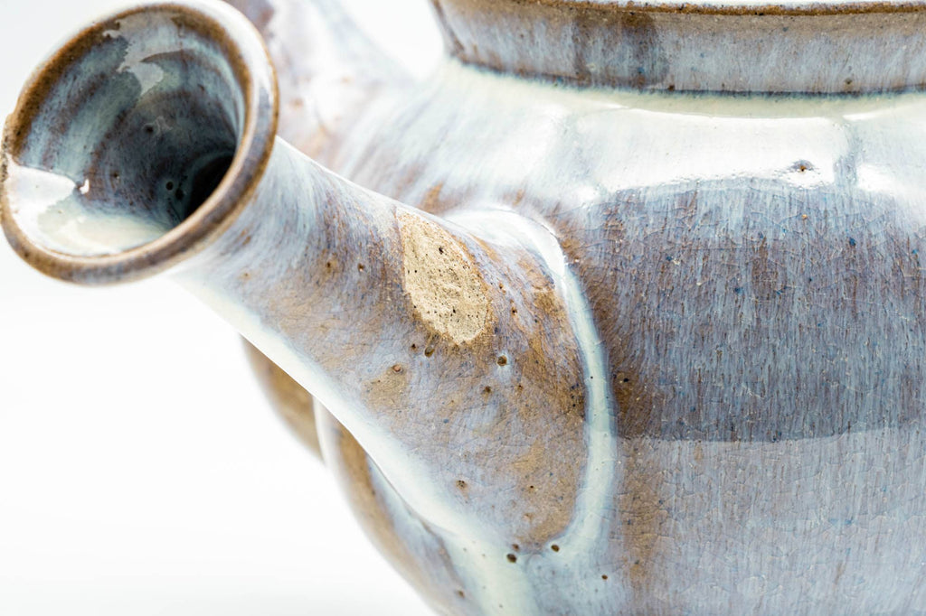 Japanese Kyusu - Large Blue Hare's Fur Glazed Debeso Teapot - 550ml