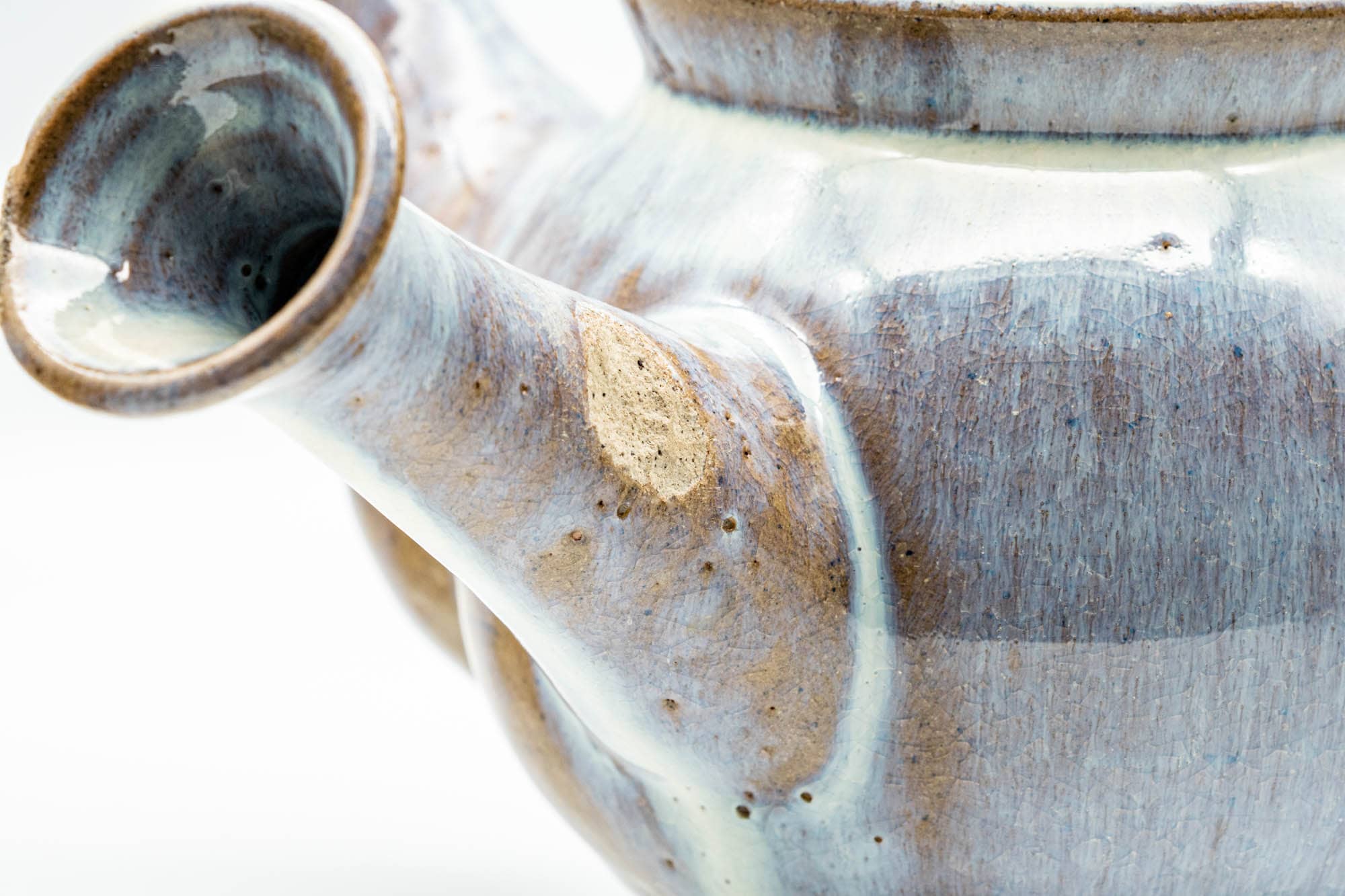 Japanese Kyusu - Large Blue Hare's Fur Glazed Debeso Teapot - 550ml