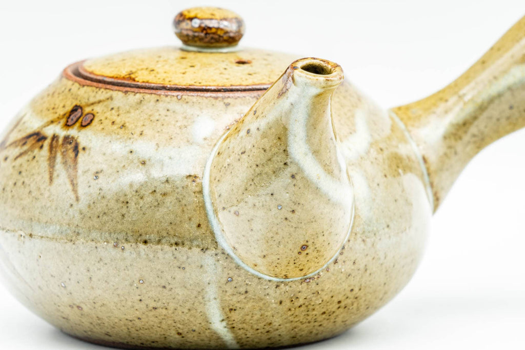 Japanese Kyusu - Bamboo Green Speckled Glazed Ceramic Filter Teapot - 300ml