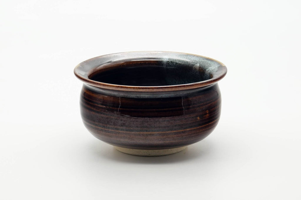 Japanese Kensui - Black Brown Hare's Fur Glazed Water Bowl - 450ml
