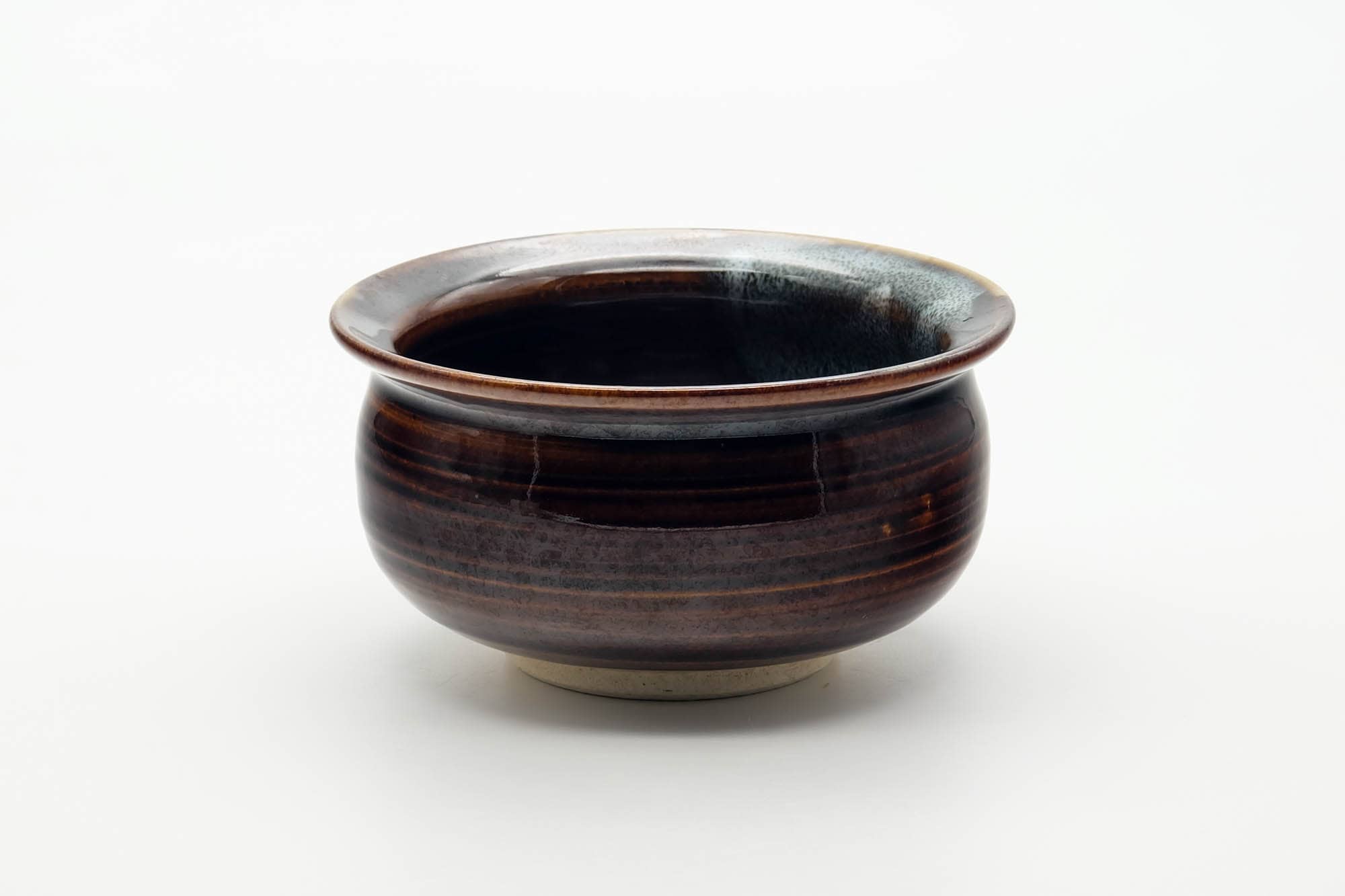 Japanese Kensui - Black Brown Hare's Fur Glazed Water Bowl - 450ml