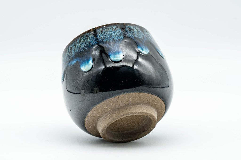Japanese Teacup - Black and Blue Drip-Glazed Yunomi - 110ml