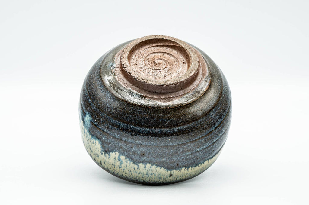 Japanese Matcha Bowl - Black Beige Drip-Glazed Wabi-Sabi Chawan - 300ml