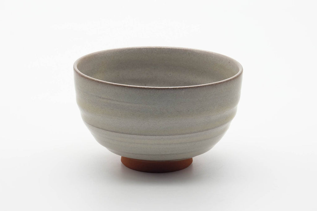 Japanese Matcha Bowl - Milky Grey White Glazed Spiraling Kiyomizu-yaki Chawan - 400ml