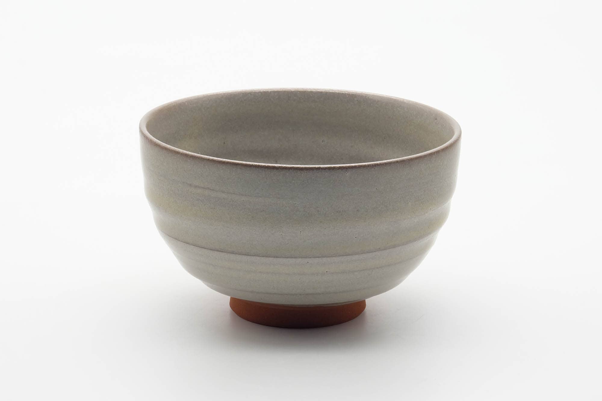 Japanese Matcha Bowl - Milky Grey White Glazed Spiraling Kiyomizu-yaki Chawan - 400ml