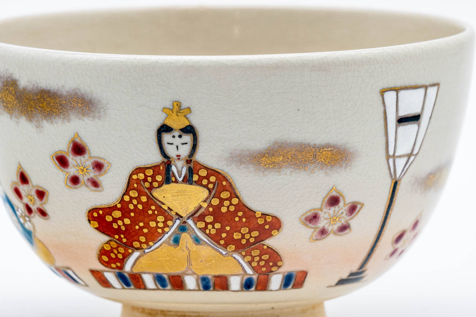 Japanese Matcha Bowl - Floral Stylish Kyo-yaki Chawan - 250ml