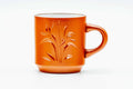 Japanese Teacup - Bamboo Engraved White Inner-Glazed Red Shudei Tokoname-yaki Yunomi - 85ml