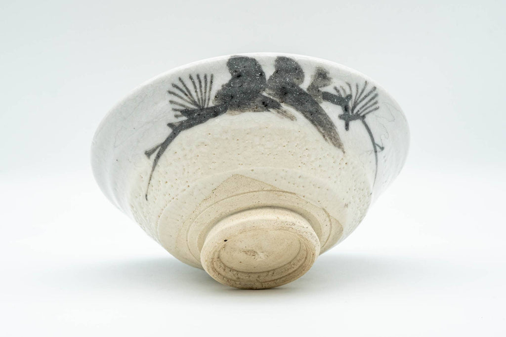 Japanese Matcha Bowl - White Shino Glazed Hira-gata Summer Chawan - 150ml