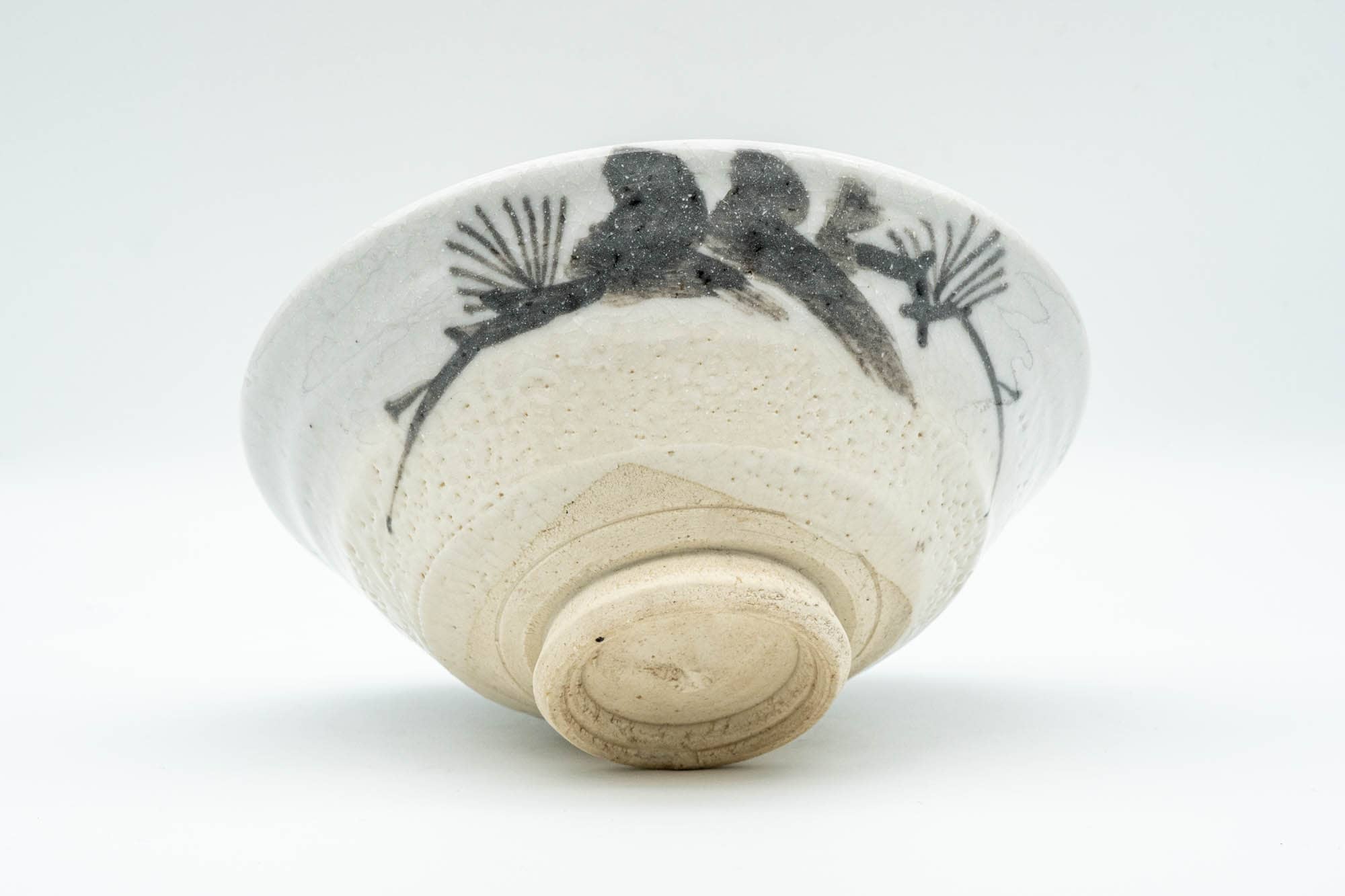 Japanese Matcha Bowl - White Shino Glazed Hira-gata Summer Chawan - 150ml