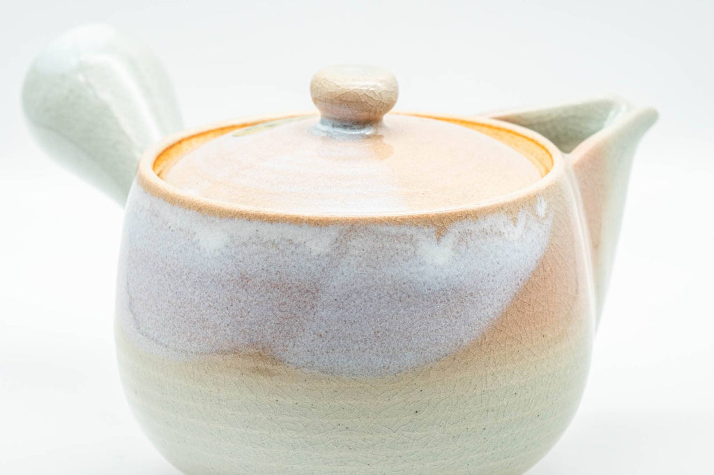 Japanese Tea Set - 天鵬山 Tsubaki Kiln - Hagi-yaki Kyusu Teapot with 6 Yunomi Teacups in Wooden Box