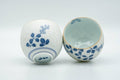 Japanese Teacups - Pair of Blue Floral Arita-yaki Yunomi - 150ml