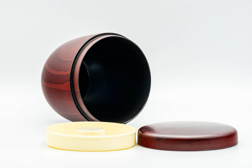 Japanese Chazutsu - Red Wood-Patterned Plastic Tea Canister - 275ml
