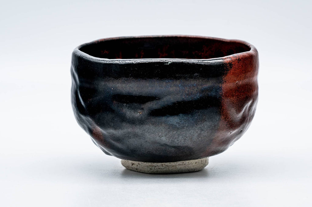 Japanese Matcha Bowl - Black Red Glazed Kuro-Raku Chawan - 300ml