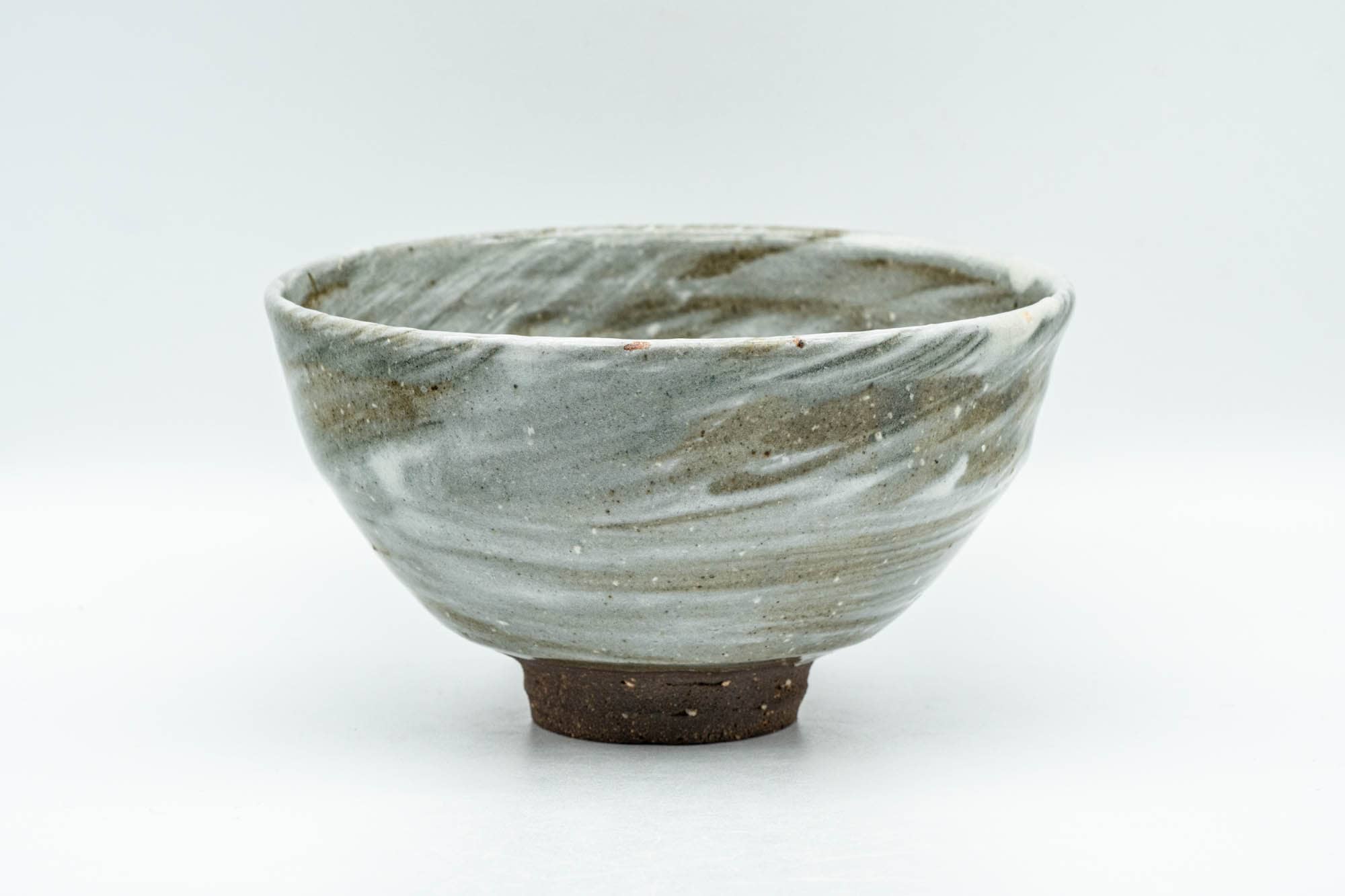 Japanese Matcha Bowl - Grey Hakeme Brush Glazed Ido-gata Chawan - 300ml