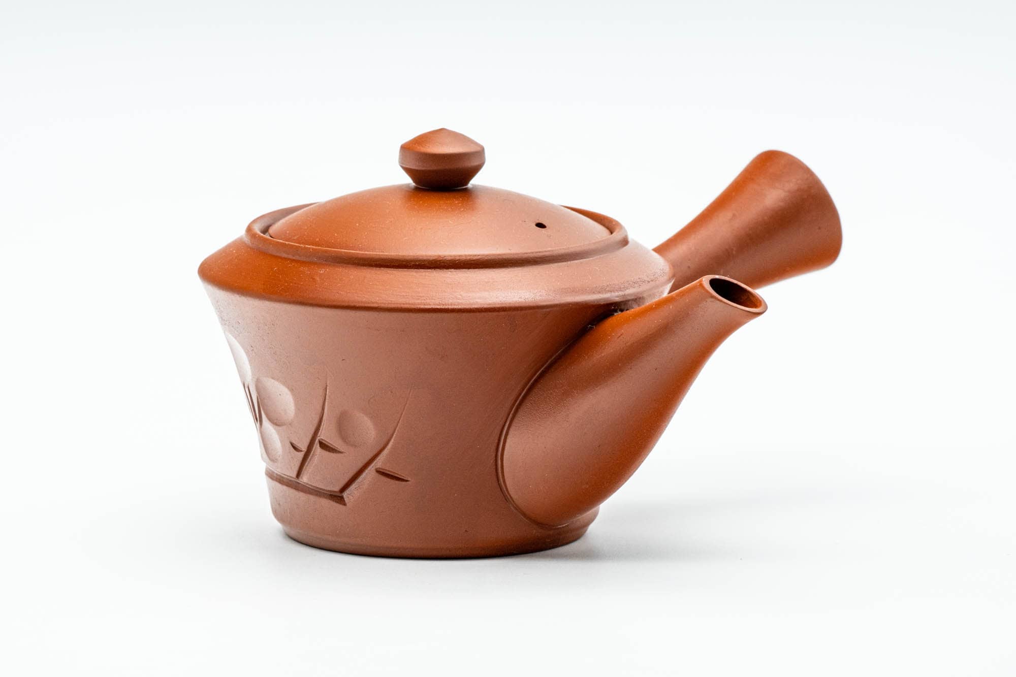 Japanese Tea Set - Floral Engraved Tokoname-yaki Kyusu Teapot with 5 Yunomi Teacups