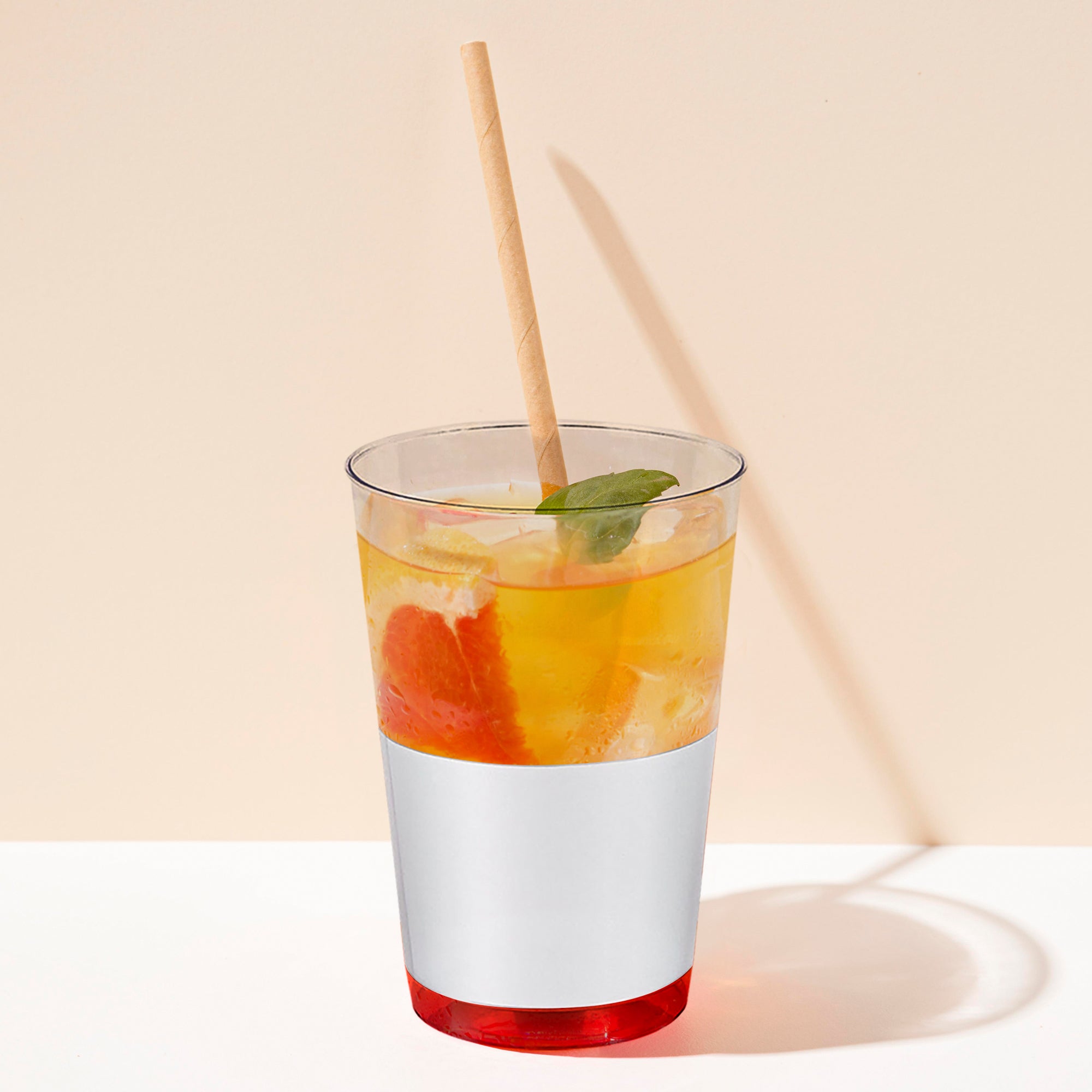Clear with Metallic Silver Thick Bottom Round Disposable Plastic Tumblers (12 oz. )