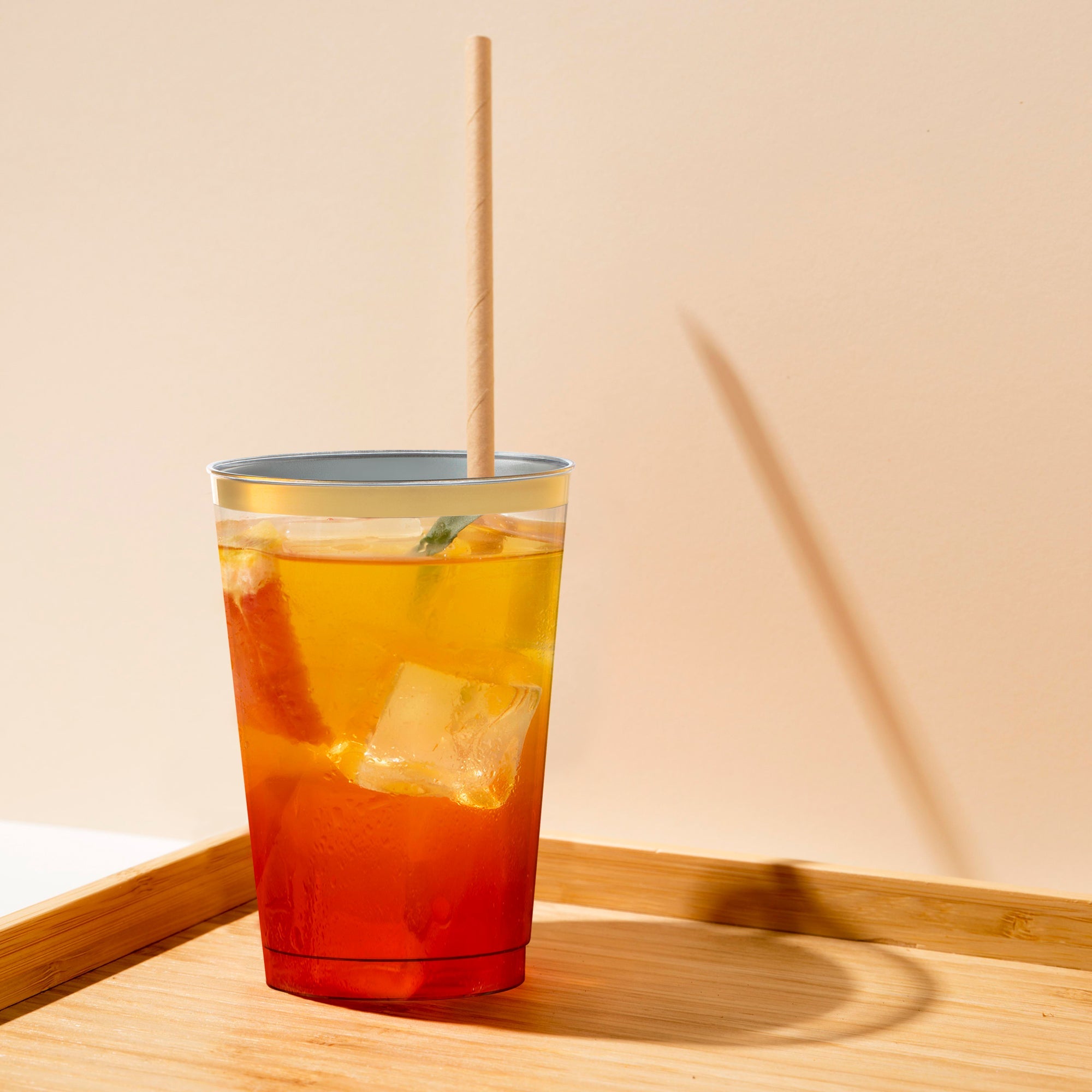 Clear with Metallic Gold Rim Round Tumblers (12 oz. )