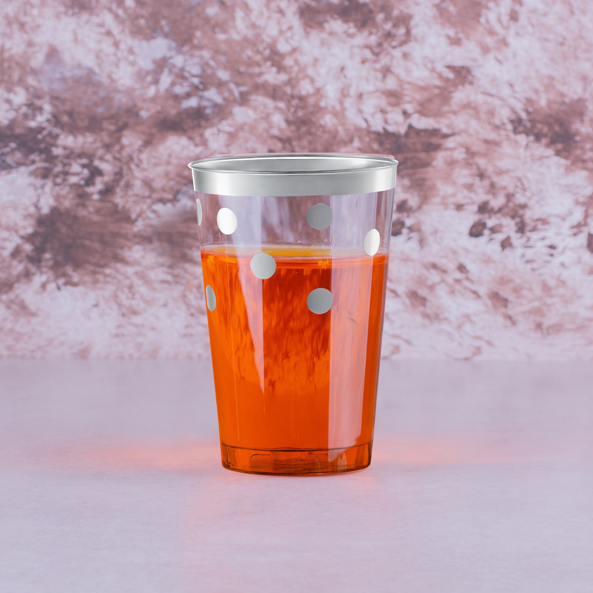 Clear with Silver Dots Round Disposable Plastic Tumblers (12 oz. )