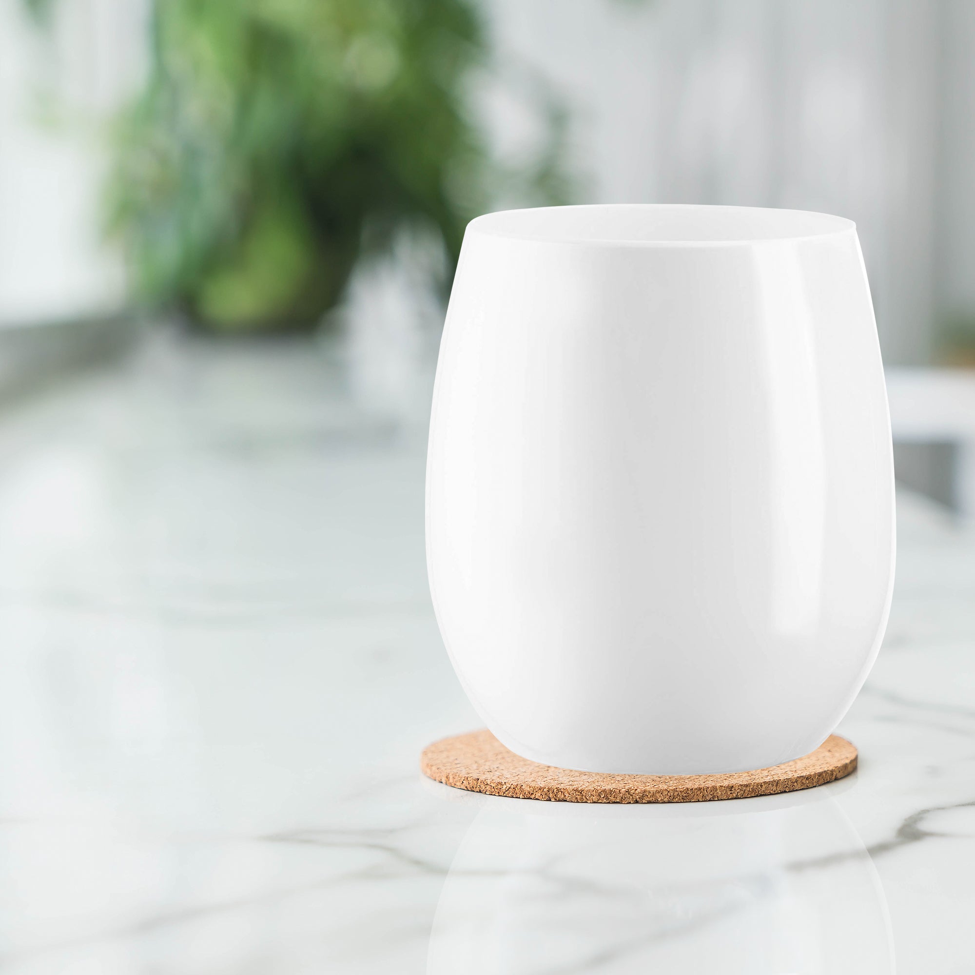 Solid White Elegant Stemless Plastic Wine Glasses (12 oz. )