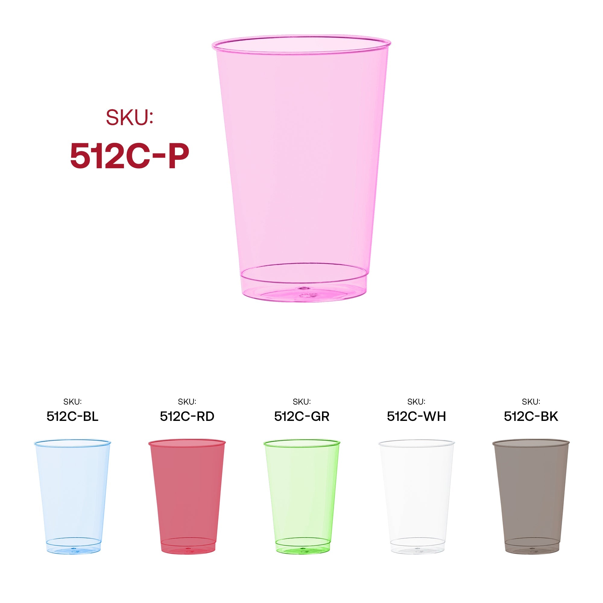Clear Pink Disposable Plastic Party Cups (12 oz. )