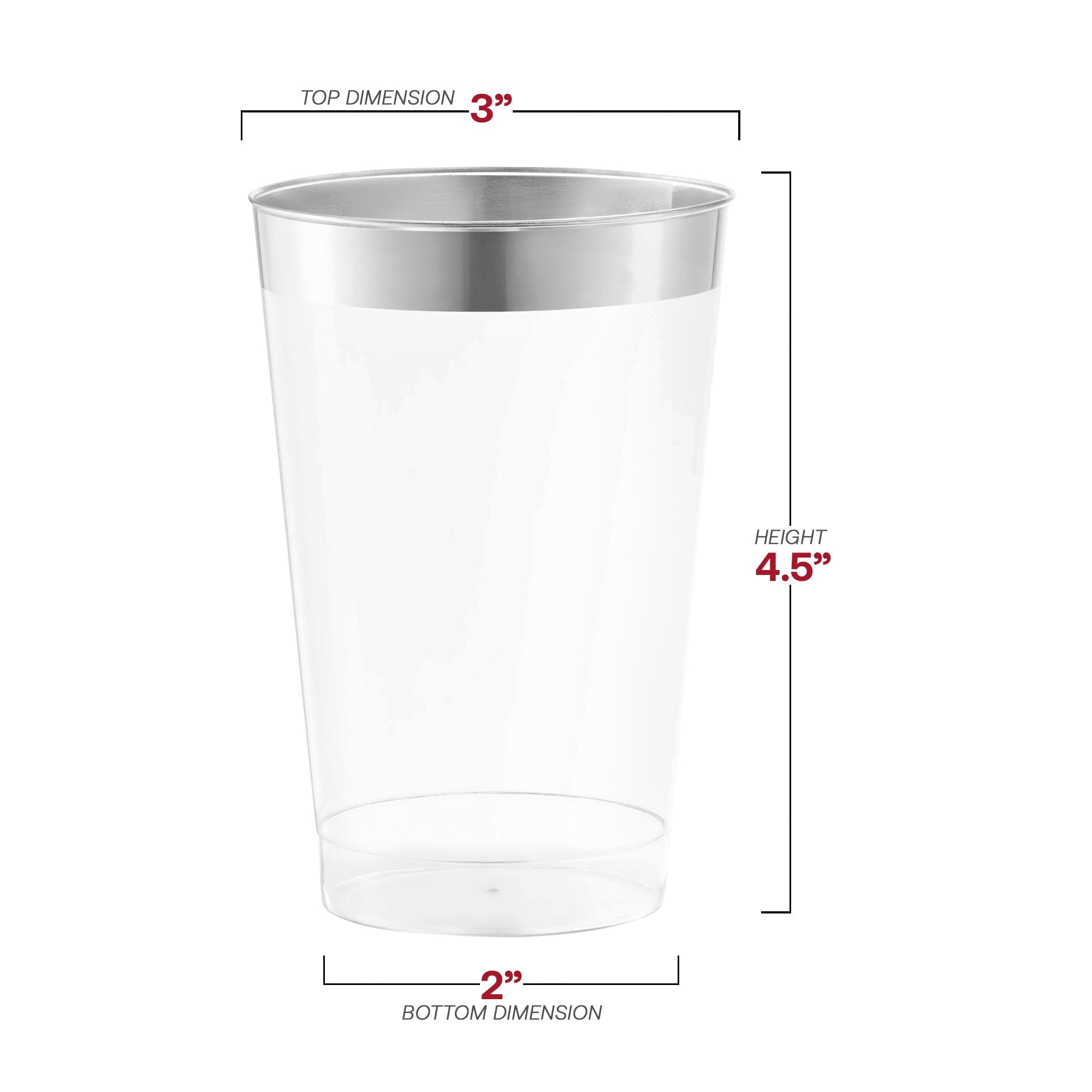 Clear with Metallic Silver Rim Round Tumblers (12 oz. )